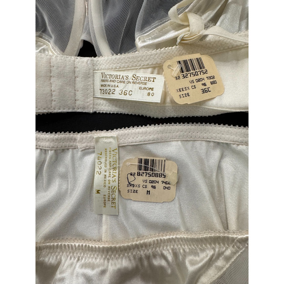 Vtg 90s Victoria's Secret Second Skin Panties Briefs M Bra Set 36C Chiffon NWT - Picture 7 of 7